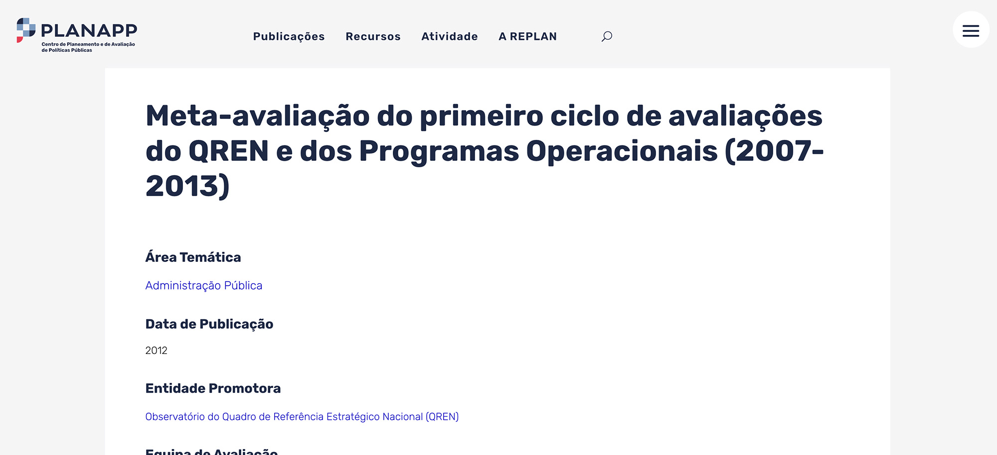 Observatorio do QREN, actual PLANAPP